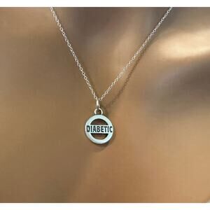 Sterling Silver Diabetic Necklace,Sterling Silver Diabetic Charm Necklace